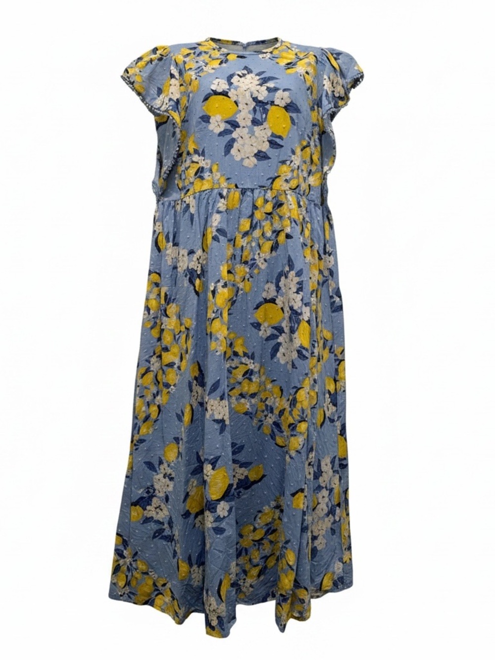Ann Taylor Blue Floral Maxi Dress with Yellow Accents